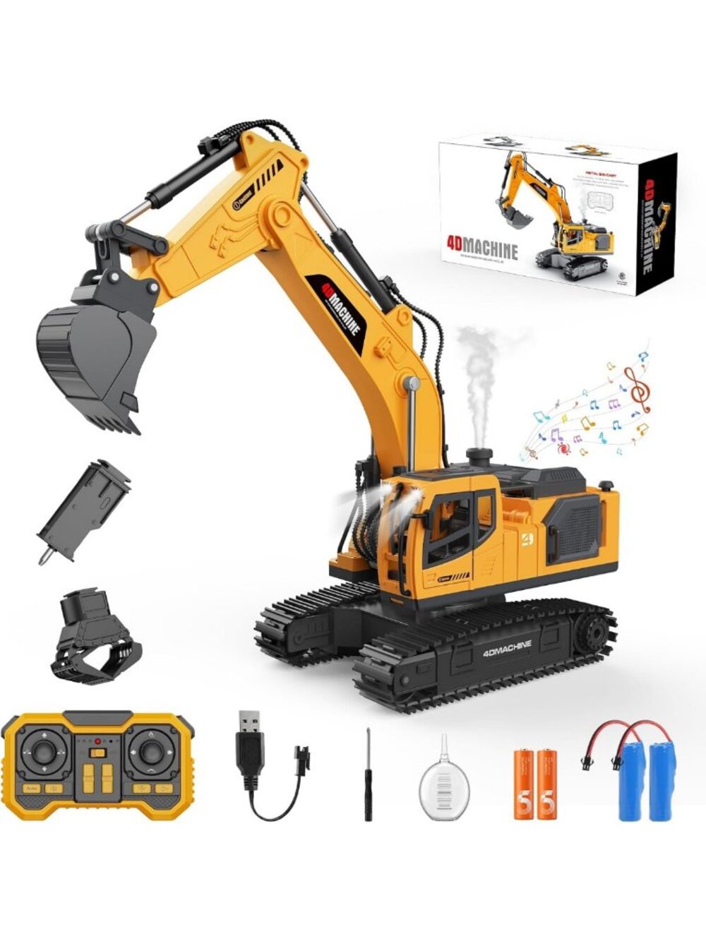 3-in-1 Remote Control Excavator Toy for Kids, Lights & Sounds, Birthday Gift